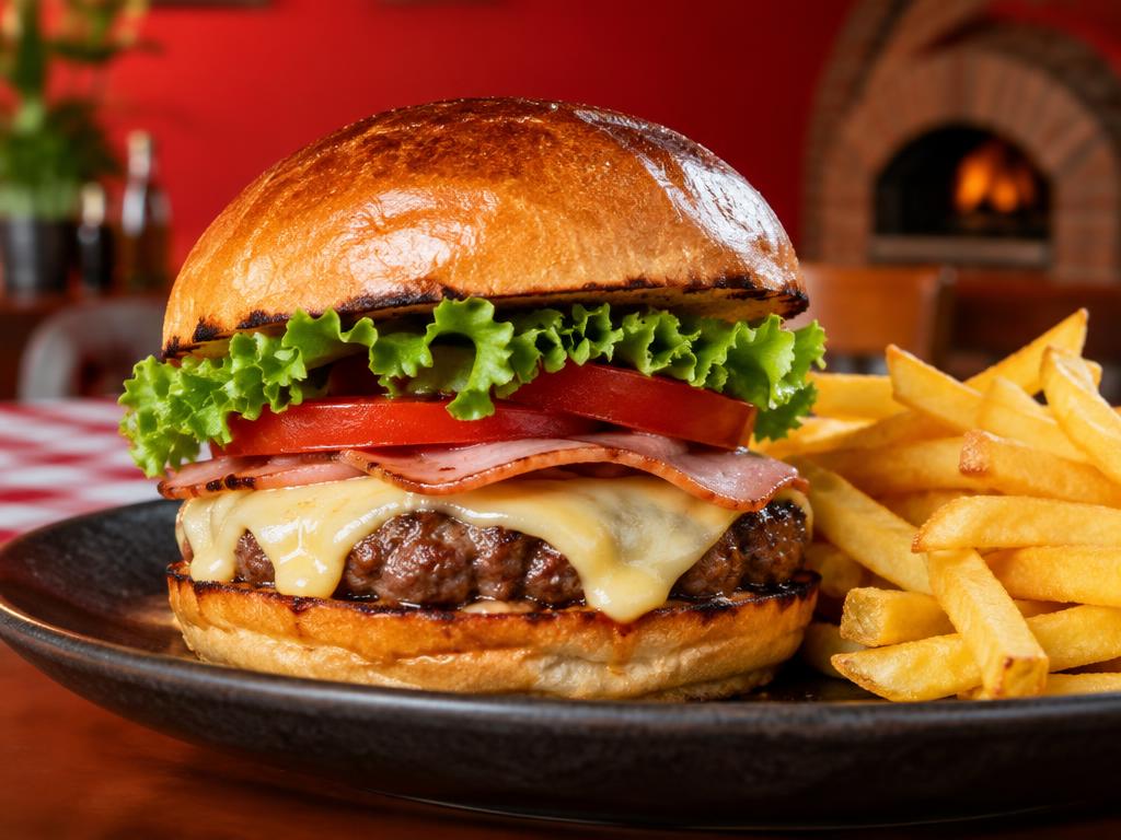 Hamburguesa con queso y panceta